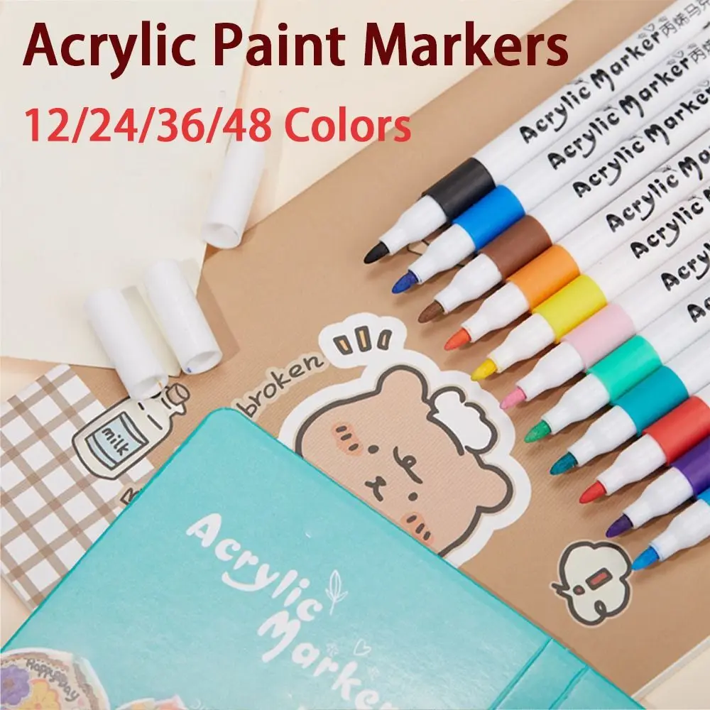 

12-48 Color Acrylic Paint Markers Painting Stone Quick-Drying Painting Pigment Pen DIY Hand Drawn Graffiti Art Painting Supplies