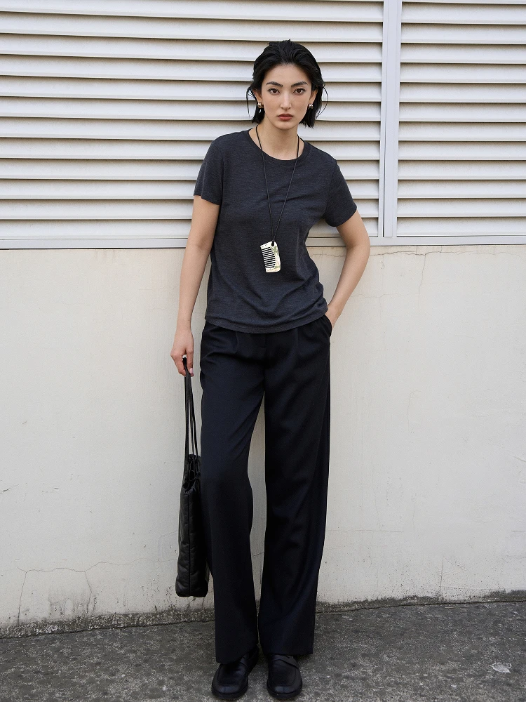 

Широкие повседневные брюки TOFOD Ultra A-Pant из чистой шерсти Ultrine, прямые брюки для женщин, модные универсальные длинные брюки