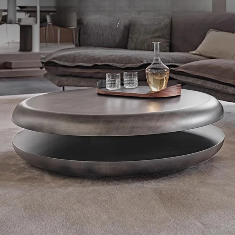

Italian light luxury minimalist high-end sense, small apartment living room home design creativity, stainless steel double-layer