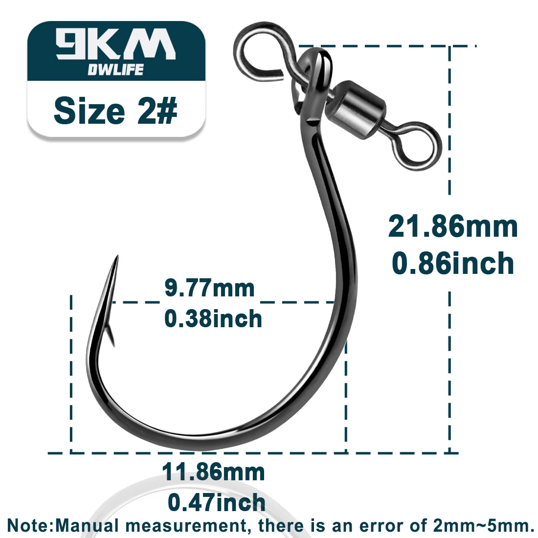 9KM DWLIFE Drop Shot Angelhaken Wirbel Angeln Inline DropShot Rig Wurmhaken 25 ~ 100 Stück Hartstahl für Karpfenbarsch Barsch Wels 7