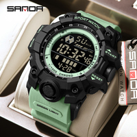 SANDA 6229 Luxury Men's Electronic Watch Multi functional Waterproof LED Night Light Calendar Chronometer Men's Electronic Watch