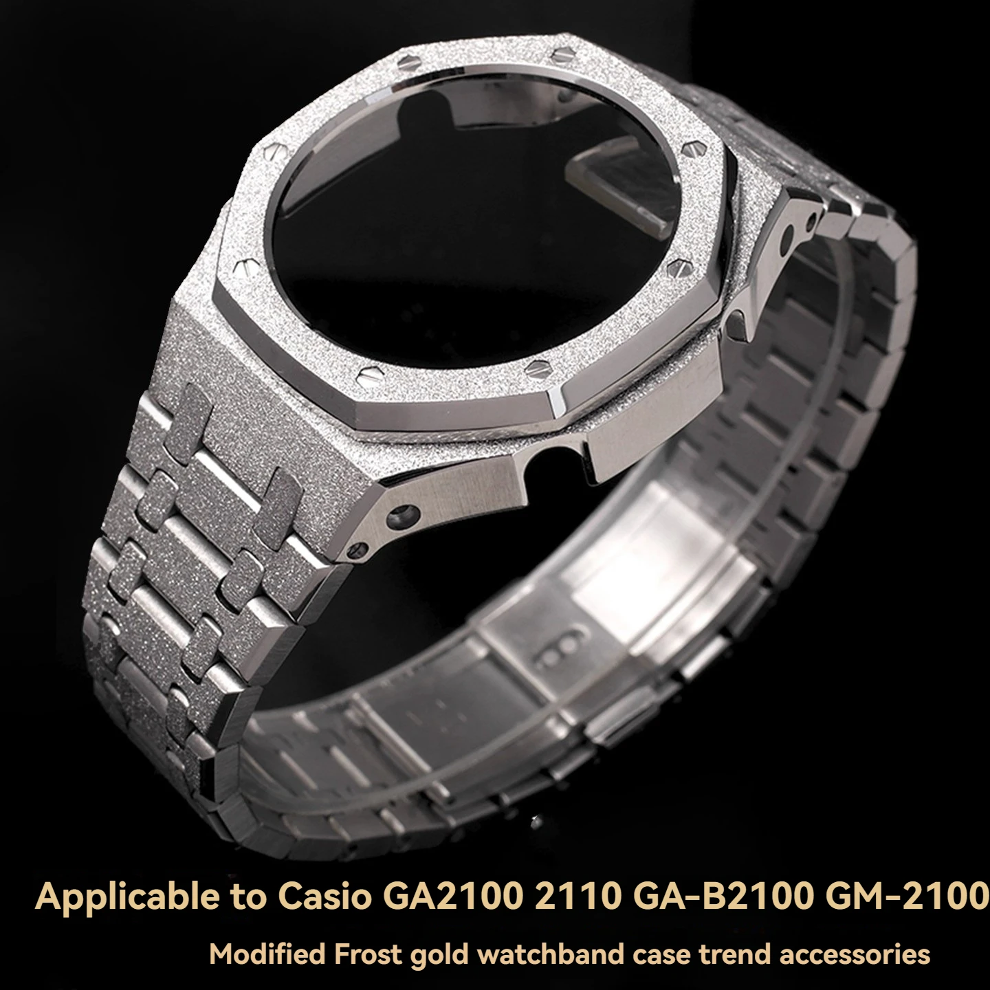 GA-2100 Frost Gold Case & Band Kit for Casio Farm Oak Stainless Steel Frost Silver Case GM2100 Metal Band Replacement Accessorie