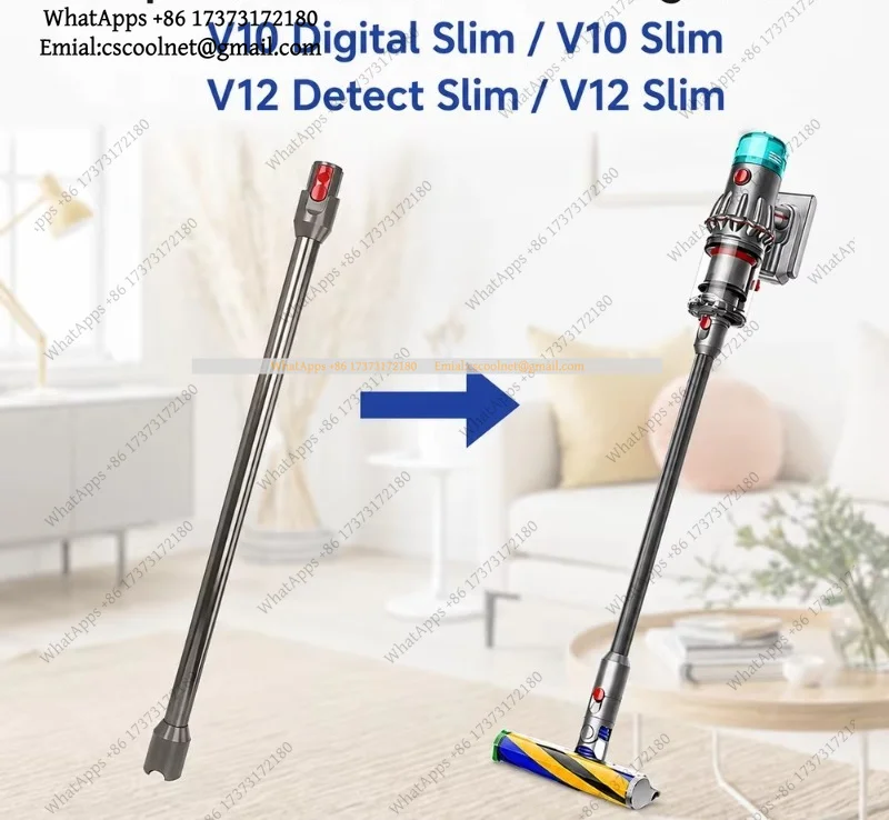 JS03 Metal Extension Tube Wand For Dyson V10 Slim V12 Detect Slim Vacuum Cleaner Parts