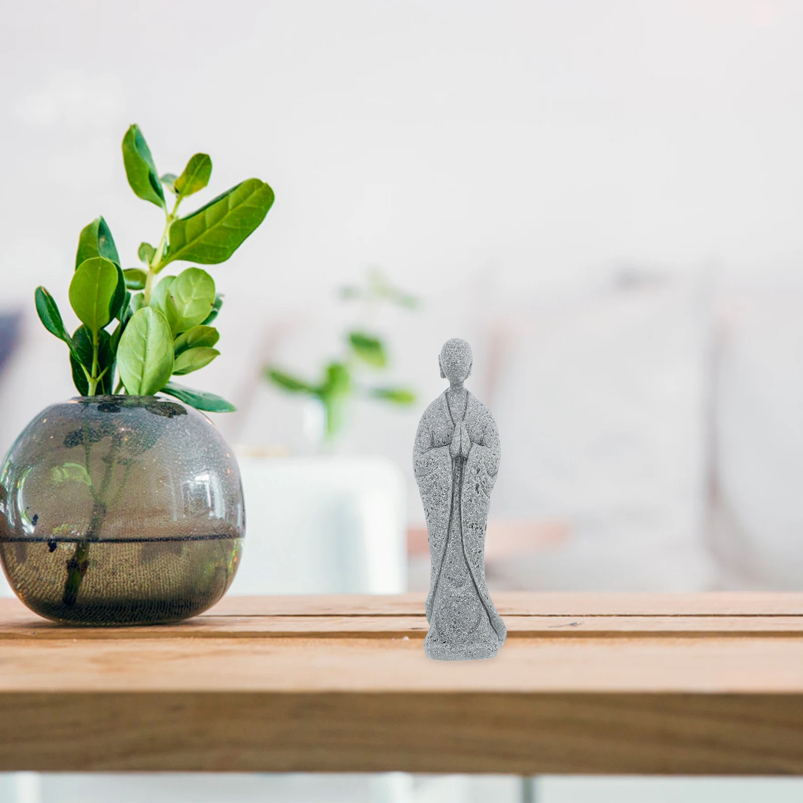 

Buddha Micro Landscape Ornaments Fish Tank Stone Statue Garden Monk Figurine Powder Realistic Detailing Floral Zen