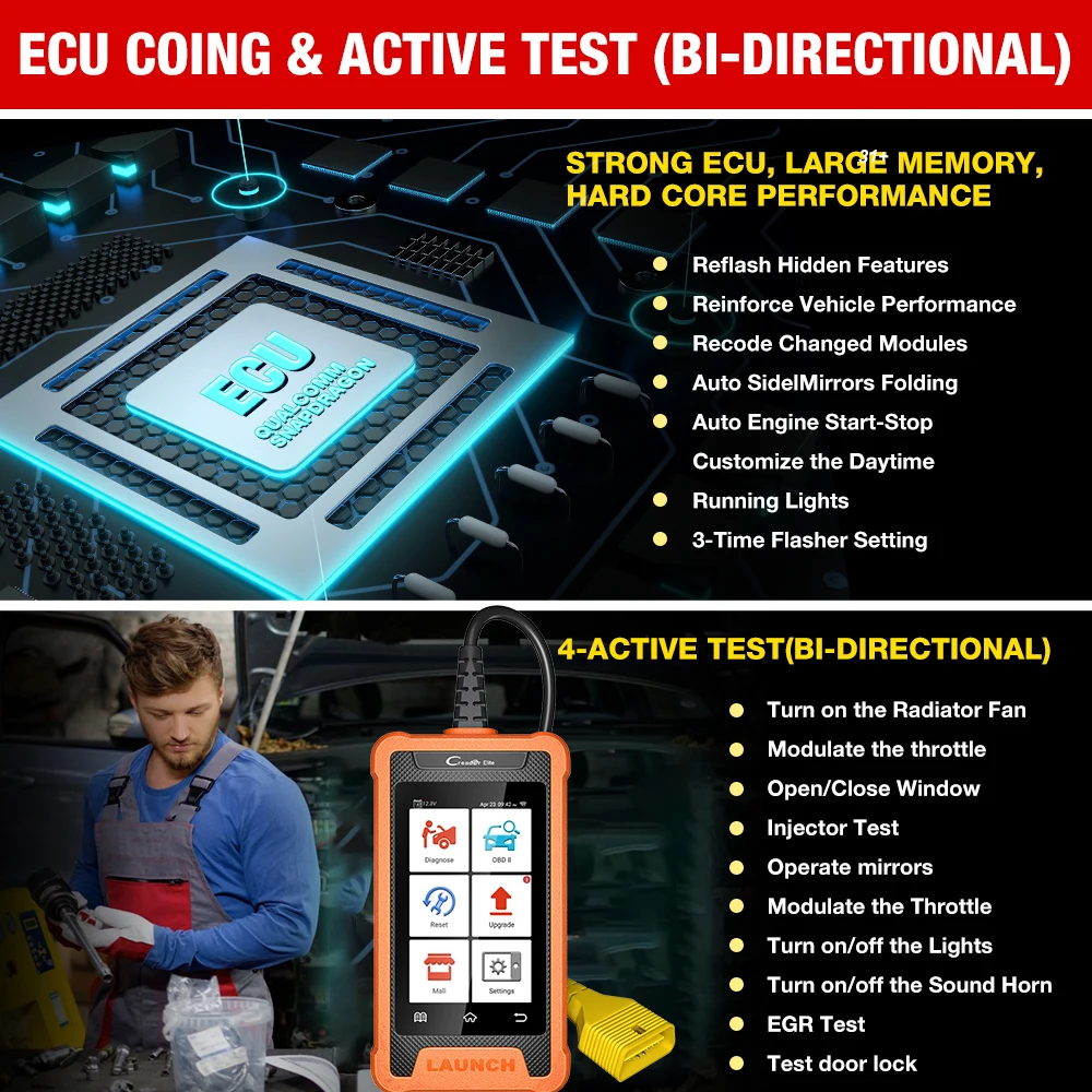 2024 Hot LAUNCH X431 Elite Full System OBD2 strumento diagnostico Scanner automobilistico per auto codifica ECU Test attivo funzioni guidate