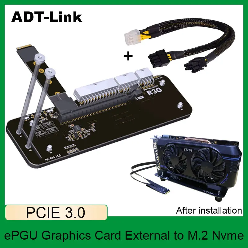 M.2 NVMe edge to PCIe x16 connector ADT-Link PCIe x16 to M.2 NVMe eGPU Adapter R43SG 4.0 eGPU for NUC / ITX / STX / Notebook PC