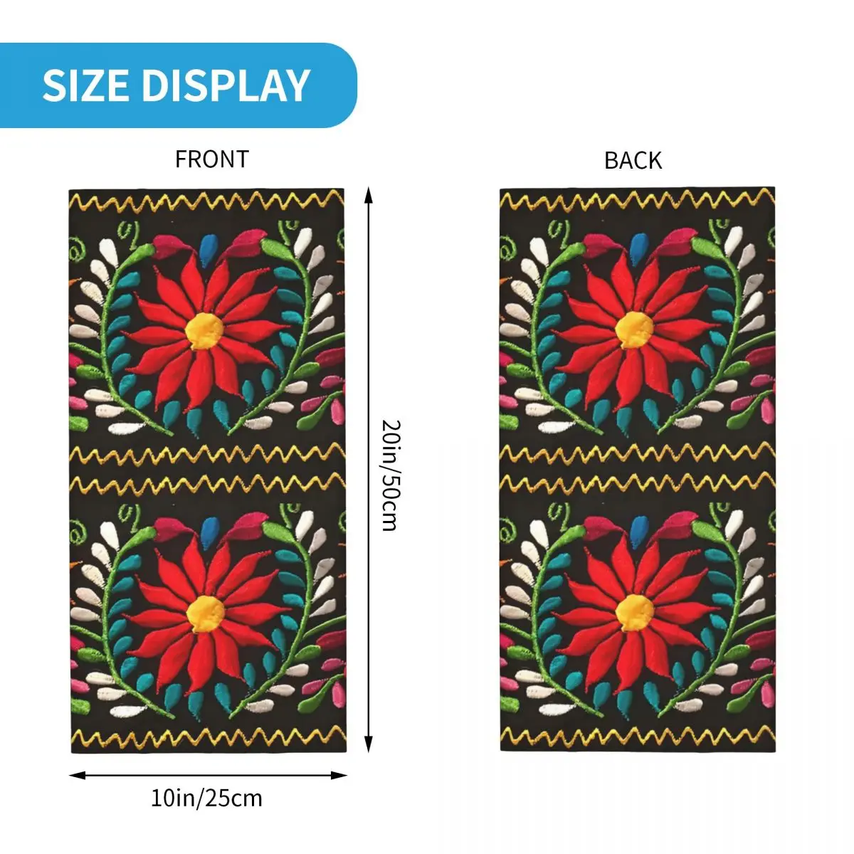 Mexico Mexican Embroidered Flower Bandana Neck Cover Print Colorful Balaclavas Wrap Scarf Cycling Outdoor Sports Men Women Adult