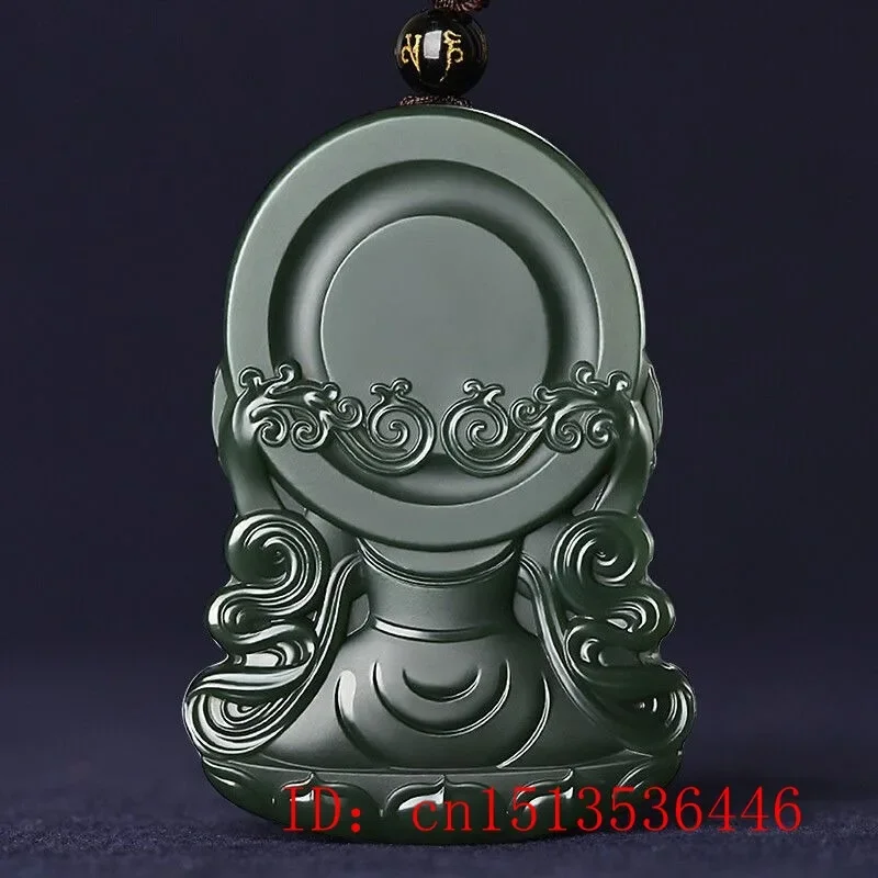 Imagem -03 - Hotan Jade Guanyin Bodhisattva Pingente para Homens Natural Green Stone Talismãs Colares Encantos Jóias Jade Pingente Charme