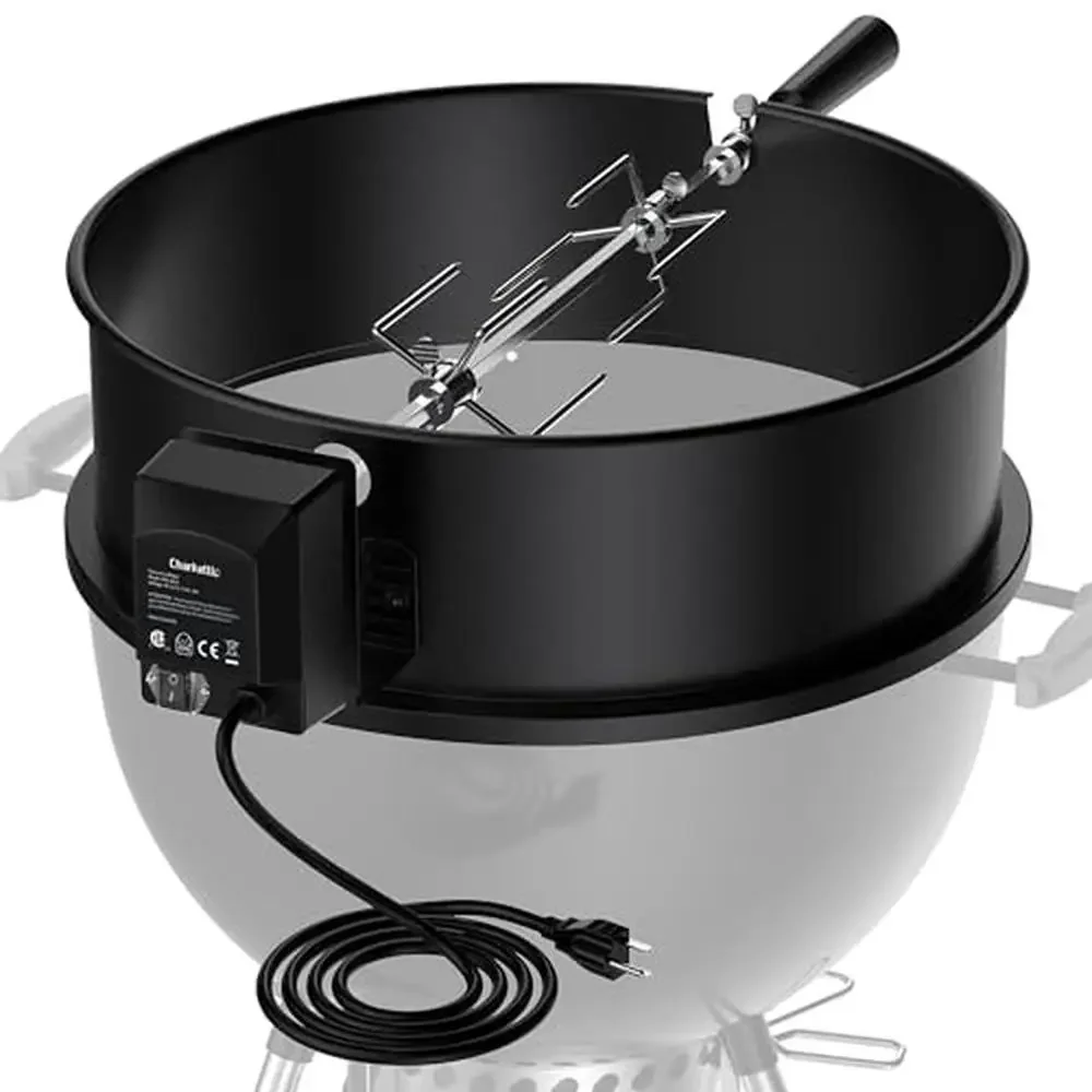 

Rotisserie Ring Kit 18" Charcoal Kettle Grills 360° Auto Rotation Sturdy Construction 20lb Capacity Heavy-duty Meat Forks Ideal