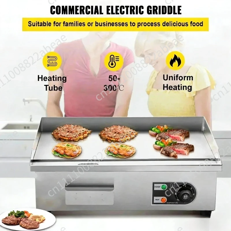 220V 1700W 818B Electric Flat Top Grill Electric Countertop Griddle Grill Stainless Steel Flat Griddle Hotplate BBQ Kitchen