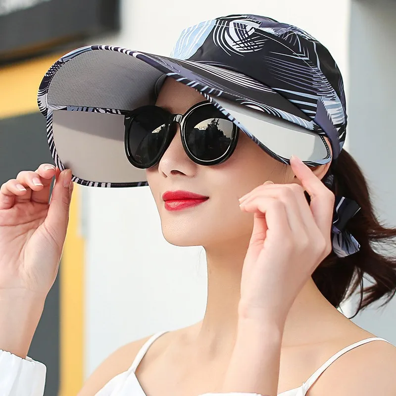 Summer Fashion Lady Bow Ribbon Adjustable Empty Top Hats For Women Outdoor Riding Sports Caps Sunshade Sun Protection Beach Hat