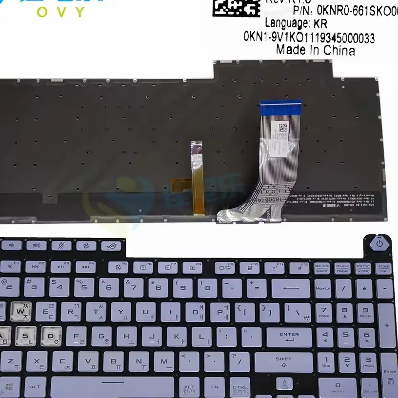 KR Korean RGB Replacement keyboards for ASUS ROG STRIX SCAR III G731 GU G731GT Light blue keyboard New V185062BS1 0KNR0 661SKO00