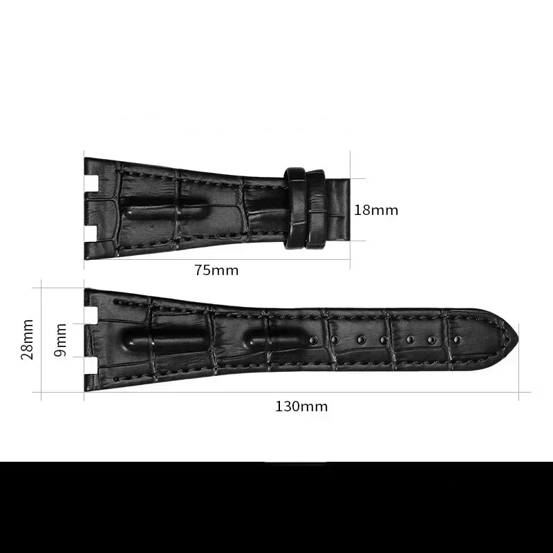 Leather watch strap for Audemars Piguet Royal Oak Ap26470 15703 soft comfortable waterproof sweat-proof notch folding buckle28mm