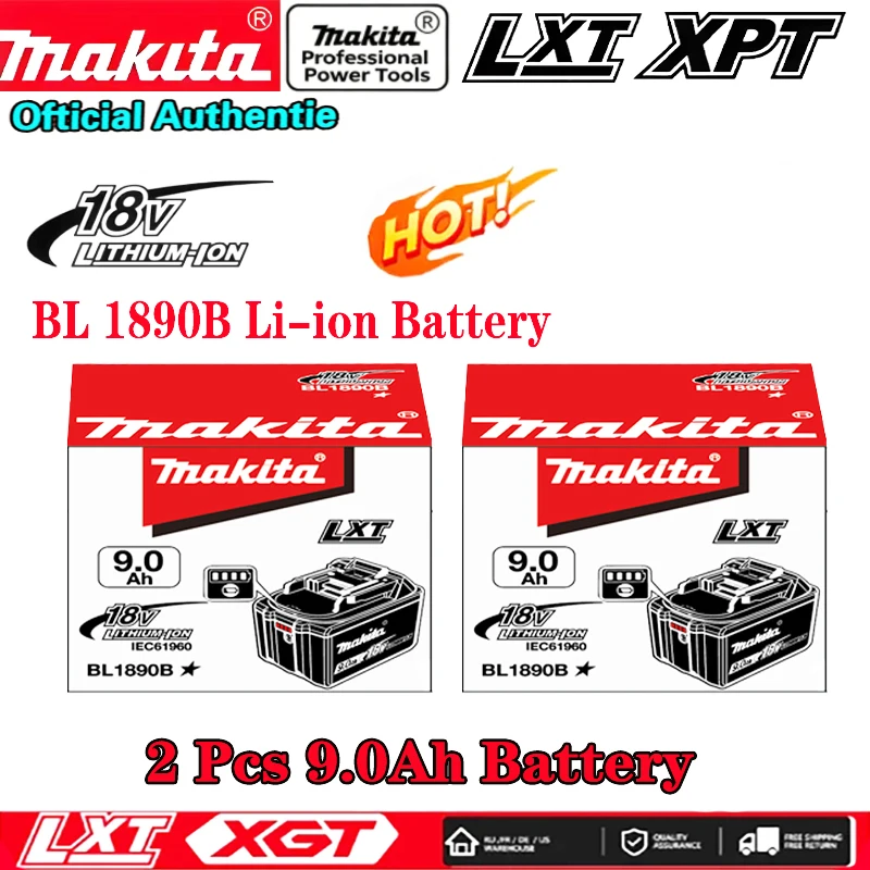 

Original Makita 18V 9.0Ah Rechargeable Battery, Power Tool BL1830 BL1850 BL1860B BL1890B for 18V Makita DHP487 Tool Battery
