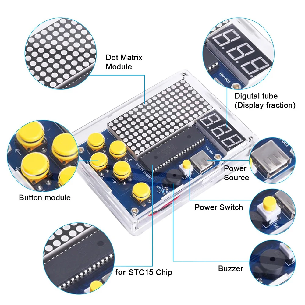DIY Game Console Soldering Kit Electronic Circuit Board Assembly Set With 4 Games For Learning And Hobby Projects