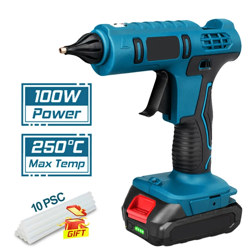 20V 100W Cordless Electric Hot Glue Gun Electric Glue Grab 11mm Glue Stick Hot Melt Welding Hot Air Gun for  20V Battery