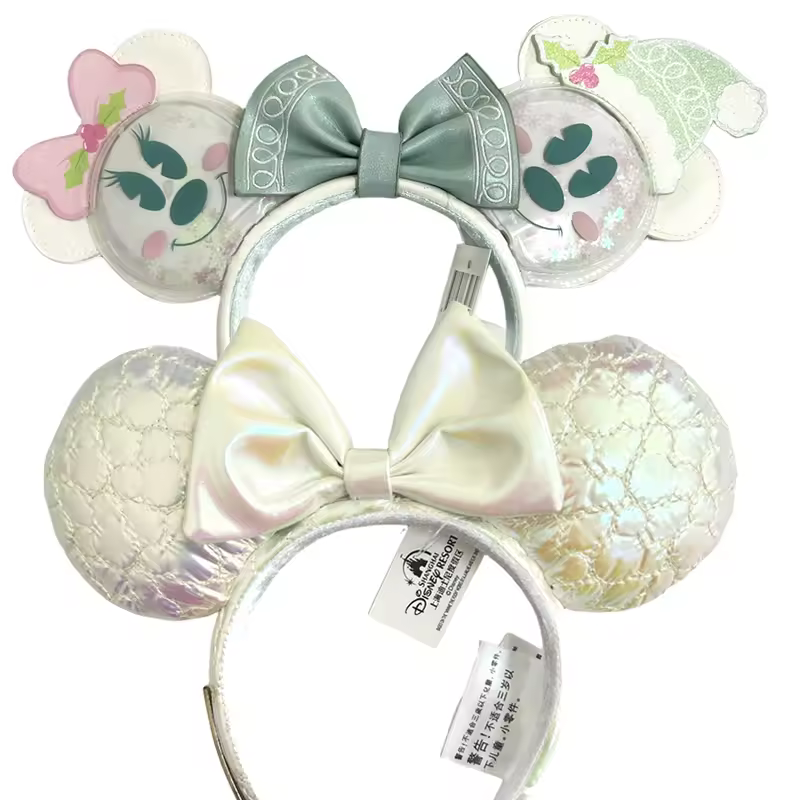 2026 Mickey Mouse Ears Headband 2025 Cinderella Rapunzel Princess Bow Minnie Ear Headwear for Adult Kids Holiday Hairband - Image 31