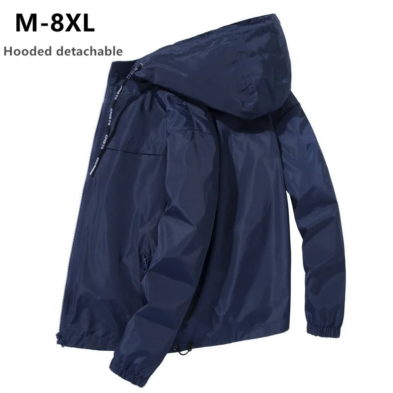 

Jacket Men Plus Size 6XL 7XL 8XL Spring Autumn Thin Windbreaker Mens Hooded Bomber Coat Streetwear Boy Zipper Casual Sportswear