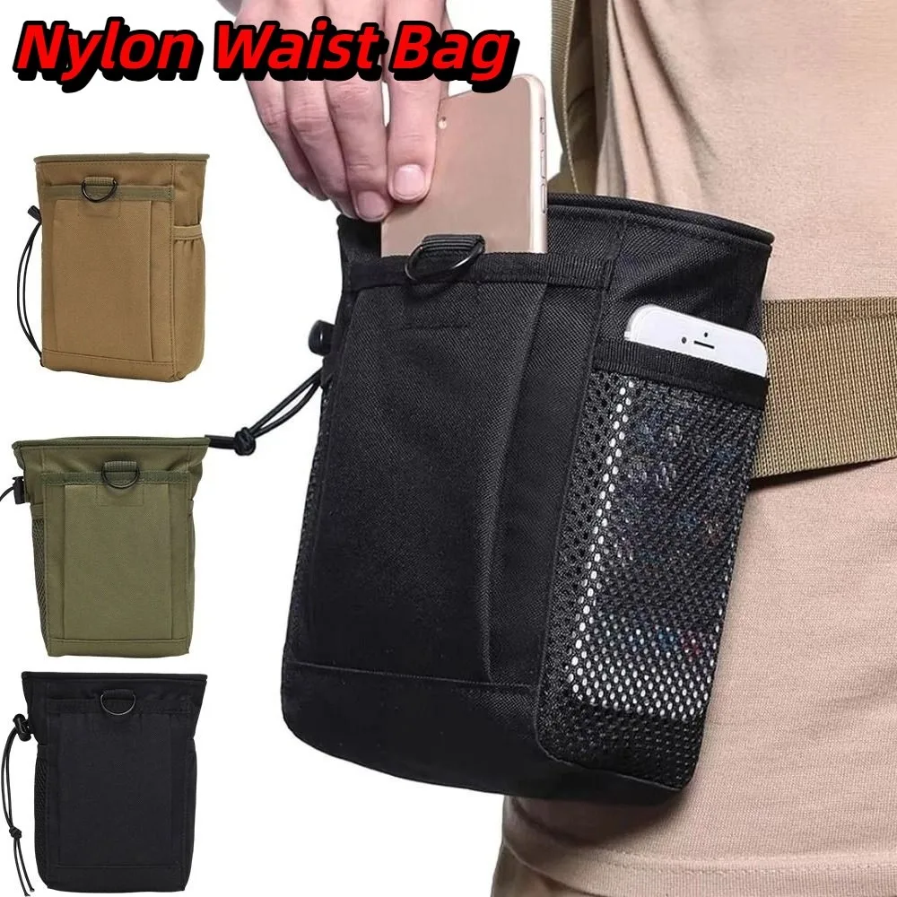 Oxford Drastring Waist Bag Adjustable Utility Belt Durable Nylon Mobile Phone Pouch Khaki Accesssories Waist Fanny Pack