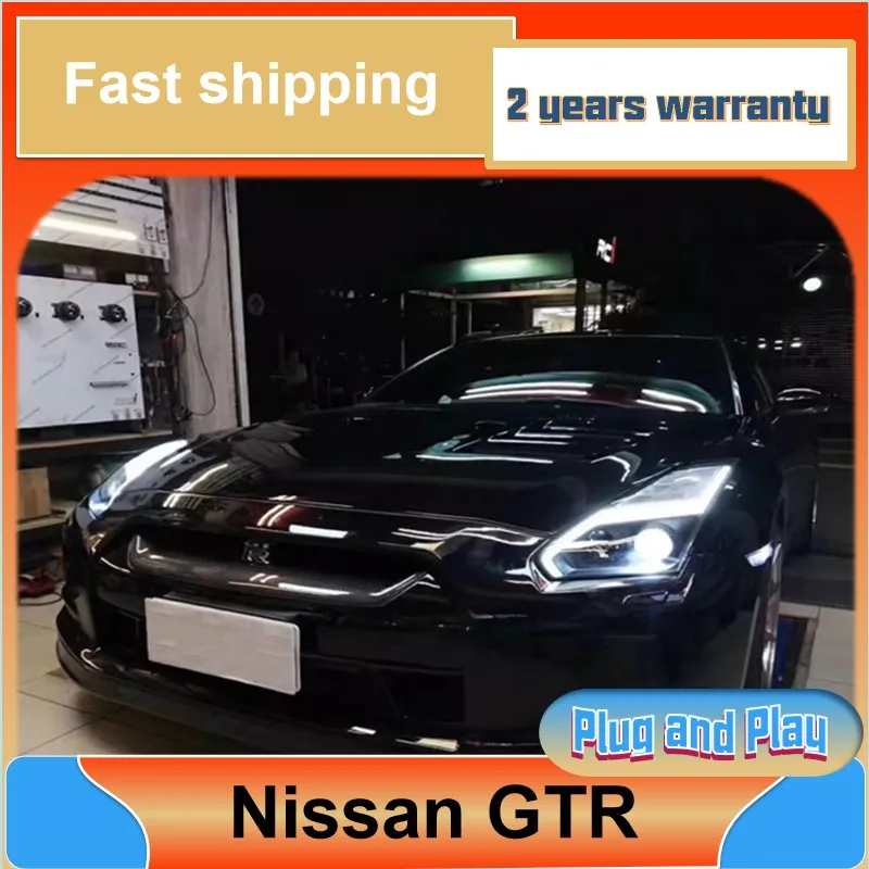 Car Styling for Nissan GTR Headlights 2007-2014 GTR Head Light DRL Turn Signal Low High Beam Projector Lens