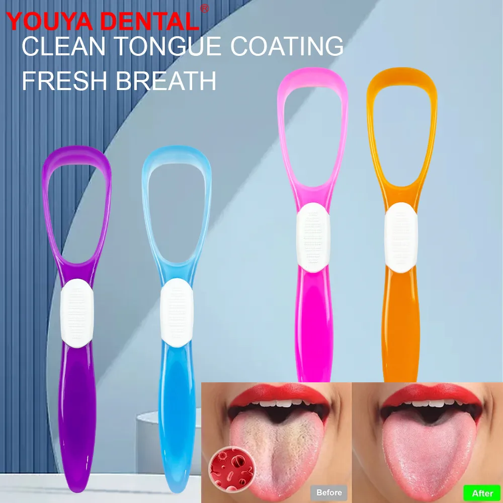 

2pc Double-Sided Tongue Cleaners Adult Kids Reusable Tongue Scraper Brush Washable Tongue Cleaning Tool Fresher Breath Oral Care