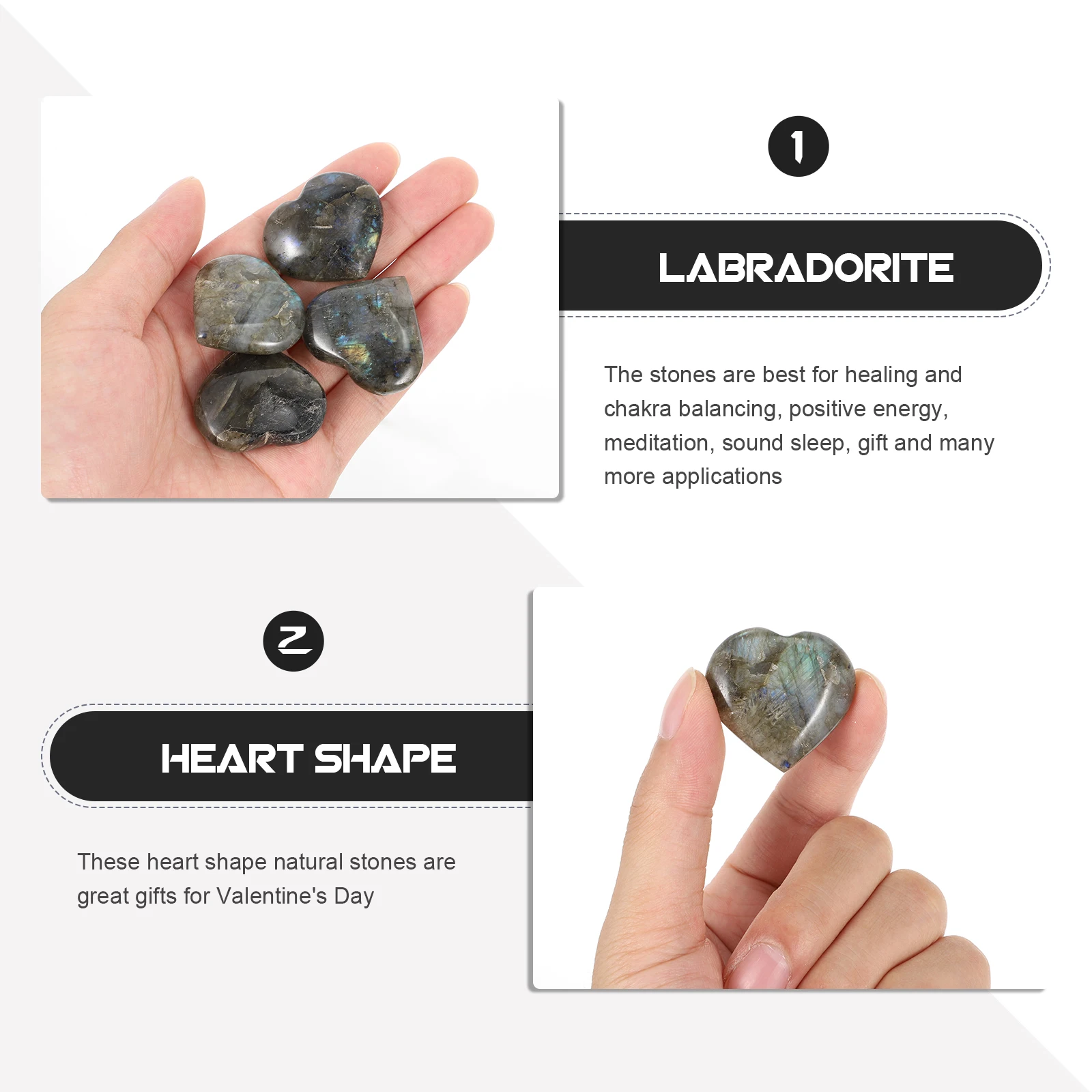 

4pcs Shaped Natural Healing Stones Love Heart Crystal Chakra Balancing Meditation Aid Portable Relaxation Decorations For