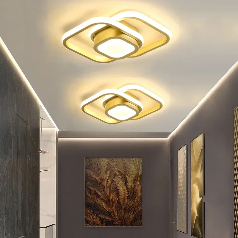 Plafonnier LED carré et rond avec télécommande, design moderne, luminaire décoratif d\'intérieur, idéal pour un couloir, une entrée ou un couloir