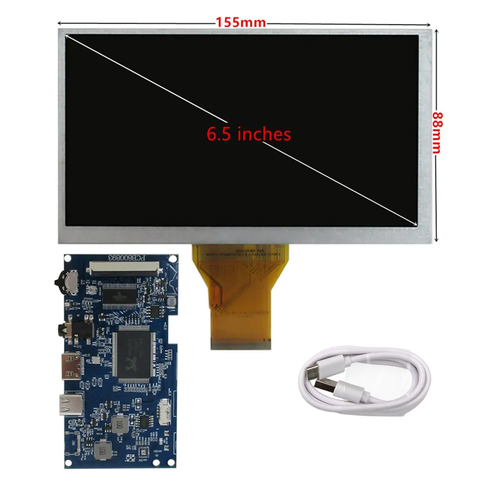 Imagem -04 - Polegada At065tn14 50pin Tela Lcd Portátil Universal Faça Você Mesmo Tipo-c Mini Placa de Controle de Driver Hdmi Raspberry pi Monitor de pc 6.5