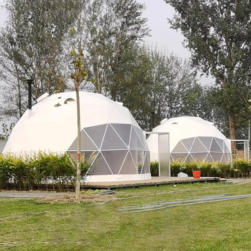 Winter Outdoor Dome House Waterproof PVC Cover Geodesic Glamping Dome Tent