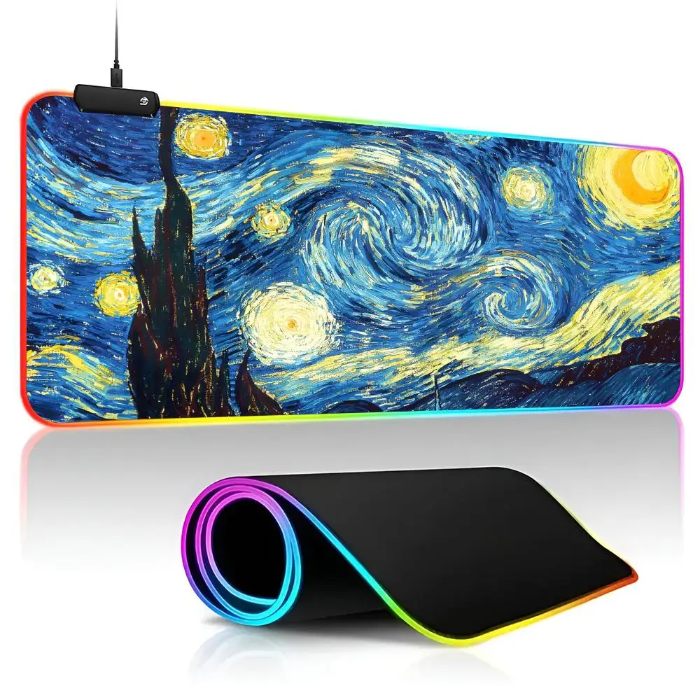 Van Gogh Art     Mouse Pad  game RPG 40x90cm Mouse Mat Gaming Mousepads LED Keyboard Mats Luminous Desk Pads Mouse Pad For PC