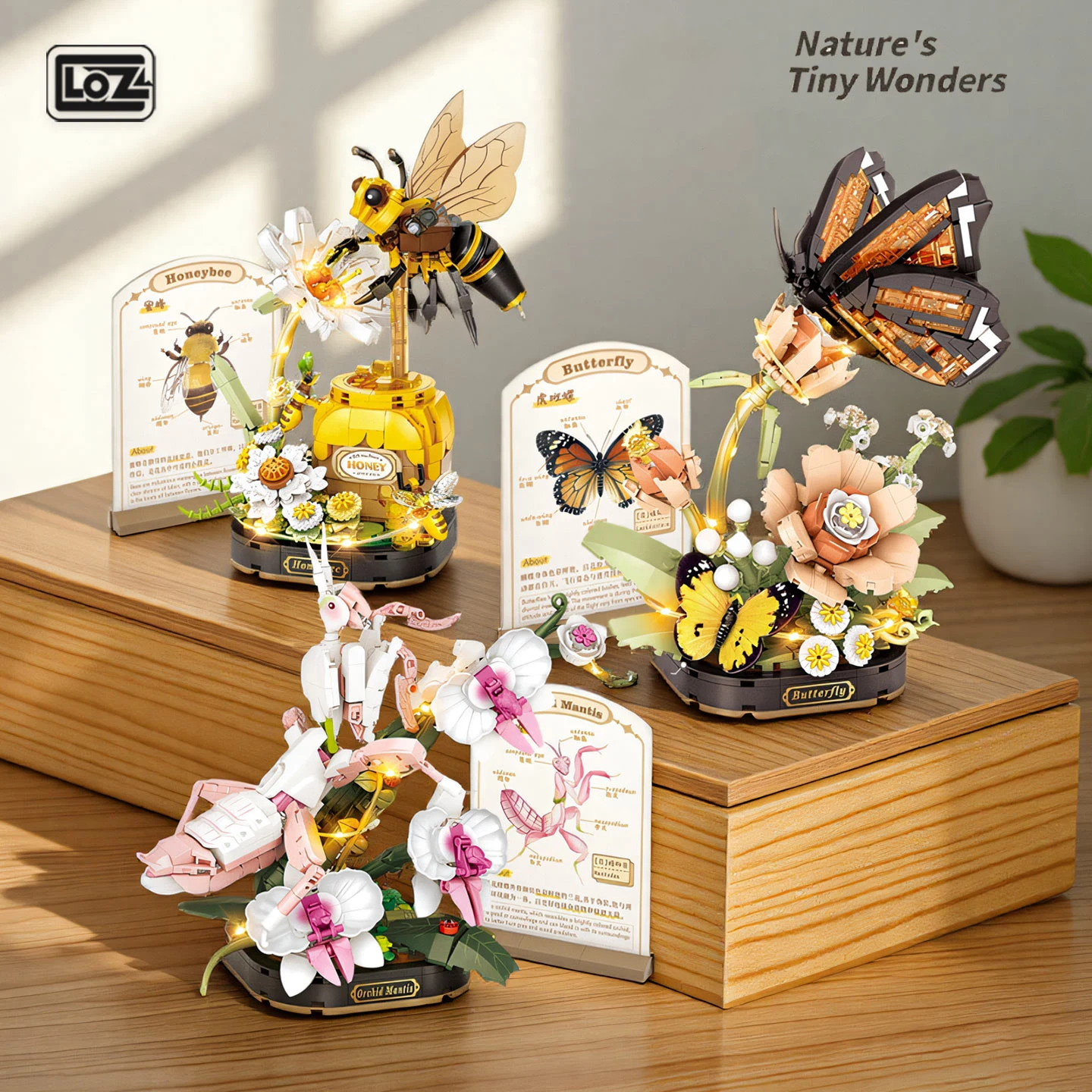 

LOZ insect building blocks insect chirping flower realm butterfly bee orchid mantis specimen assembly science populariza