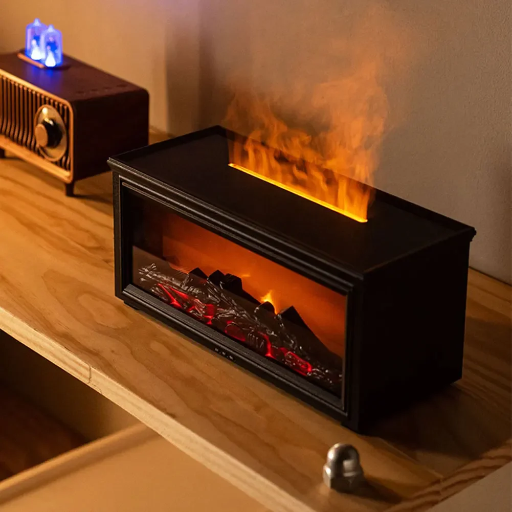 For Fireplace Air Humidifier with LED Light Remote Control Aroma Diffuser Simulated Fireplace Diffuser for Home Bedroom Office