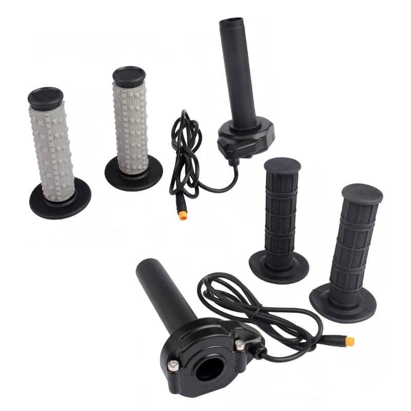 37JE 22mm 7/8 In Electric Bike Twist Grip Set With 120cm Cable Full Handlebar Control Replacement Service Part Unit