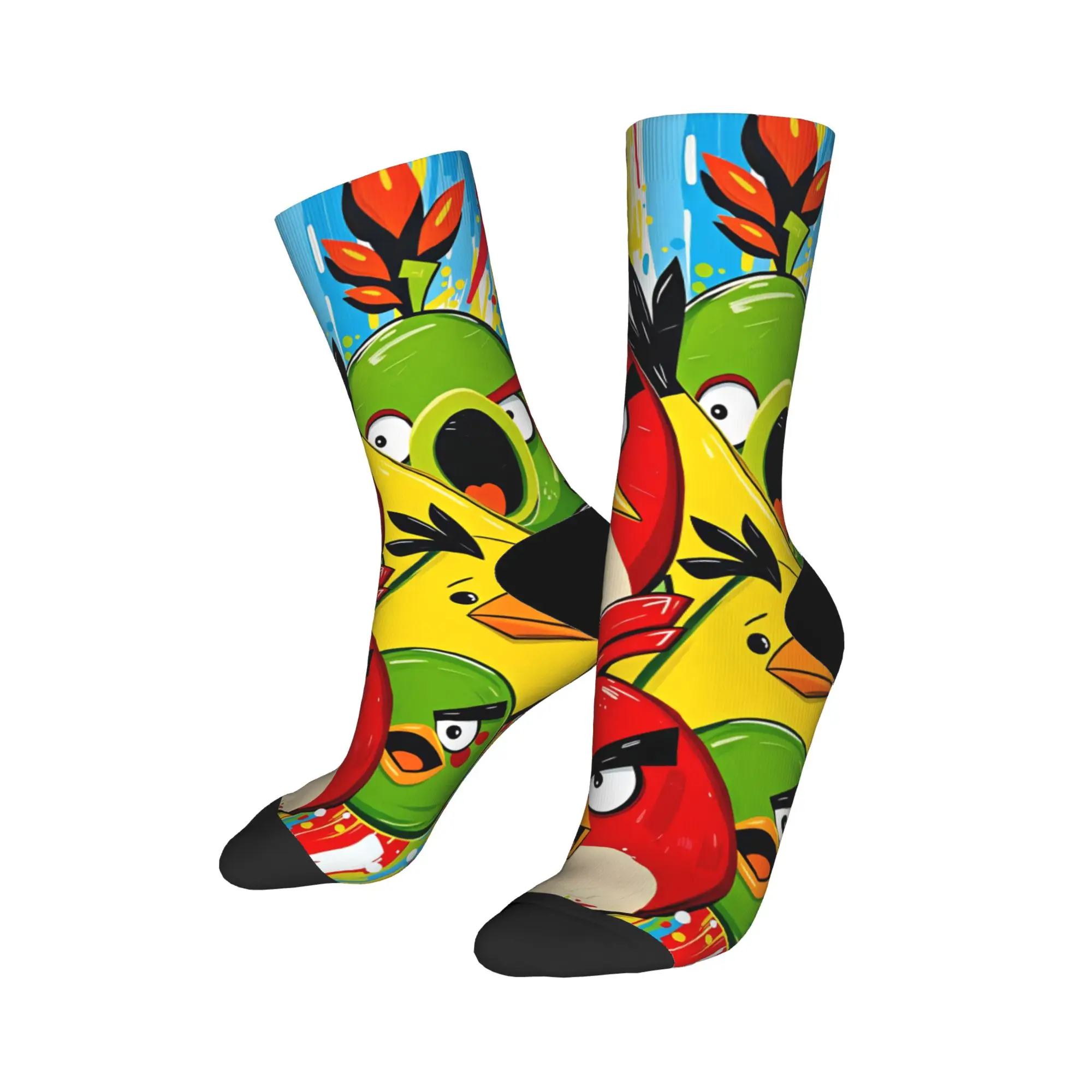 Women Men Socks Birds Game  Stockings Anti Skid Medium Soft Socks Autumn Funny Design Cycling Socks