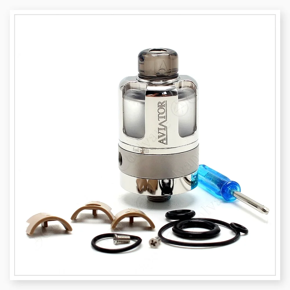 Aviator Style RTA Vape Atomizer - 3.5ml Rebuildable Tank, 316SS & PCTG, MTL/DL Compatible, 22mm, 4 PCS Air Intake