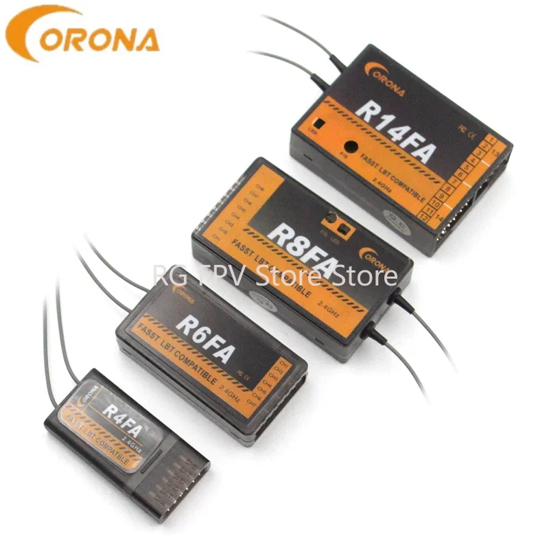 Corona F8FA/R14FA 2.4Ghz Dual Antenna FASST LBT Compatible FUTABA Receiver Receptor For RC FPV Fixed-wing Drones Parts