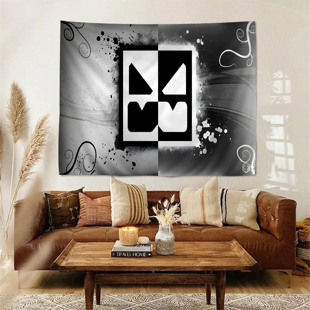 Video Game Geometry Dash Tapestry Art Printing Art Science Fiction Room Home Decor Wall Art Decor