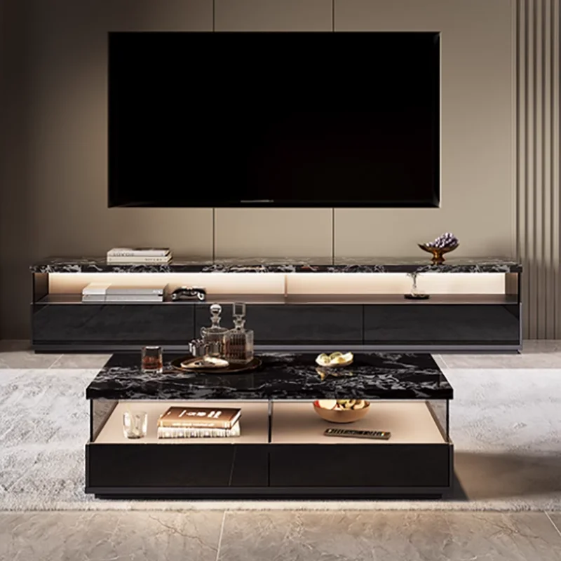 Marble Top Modern Tv Stands With Storage Luxury Minimalist Italian Tv Stands Aesthetic Premium Meubles Télévision Furniture