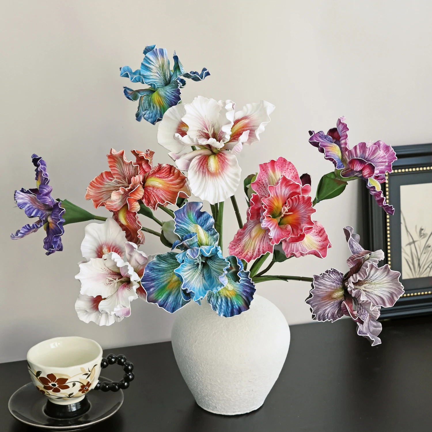 Künstliche Seidenblumen Iris Weiß für Zuhause, Zimmer, Tisch, Festival, Hochzeit, Brautsträuße, Dekoration, Garten, Hof, Vase, DIY-Geschenke – Detail 7