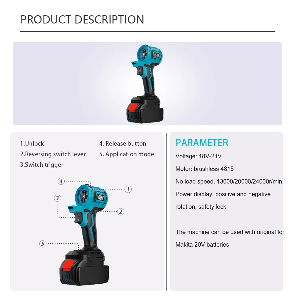 Brushless Oscillating Multi-Tool Universal Electric Water Gun Blower Reciprocating Saw Electric Drill Trimmer For Makita Battery