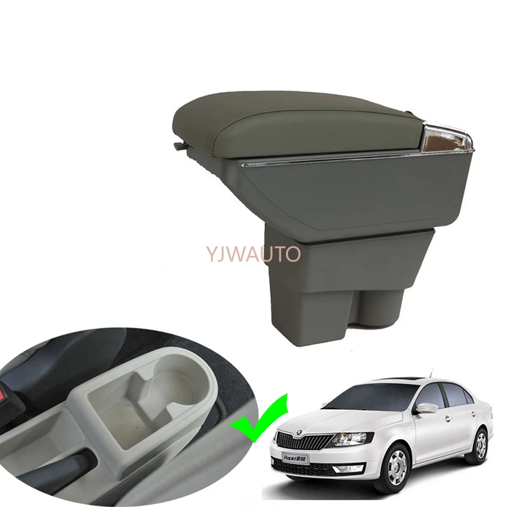 

Armrest For Skoda Rapid Center Console Box Car Arm Rest Ashtray Storage Box with CUP Holder