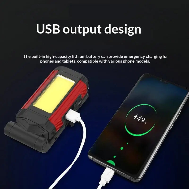 

2026 Portable COB Magnetic Work Light Rechargeable LED Flashlight Super Bright Camping Waterproof Car Repair Lamp With Brackets