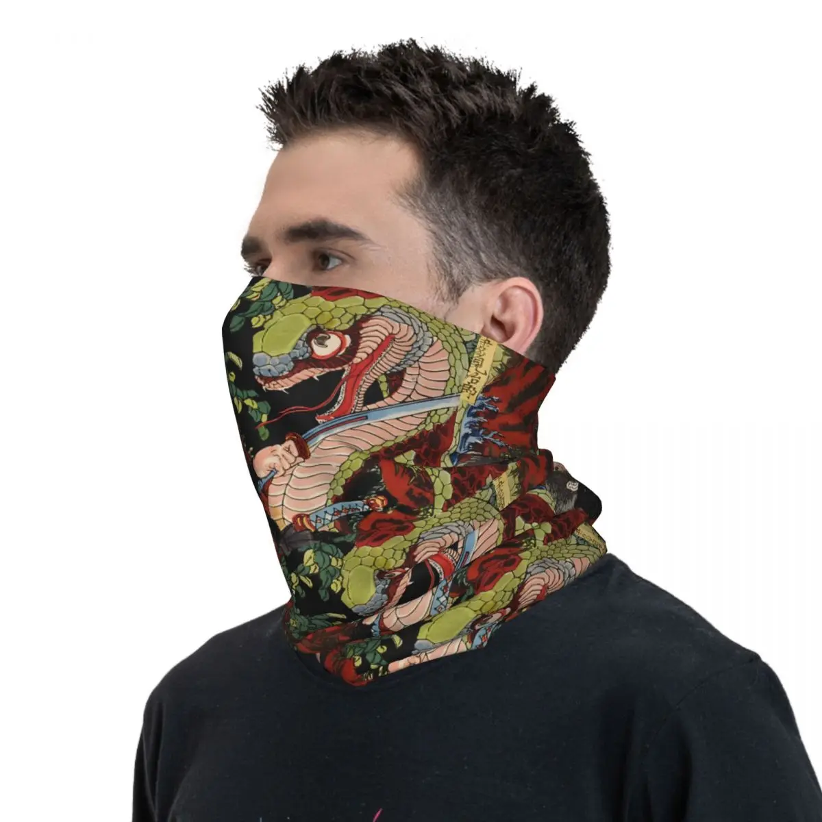 SAMURAI FIGHTS GIANT SNAKE Bath Mat Retro Headband Neck Thin Men Women Hiking Tube Scarf Face