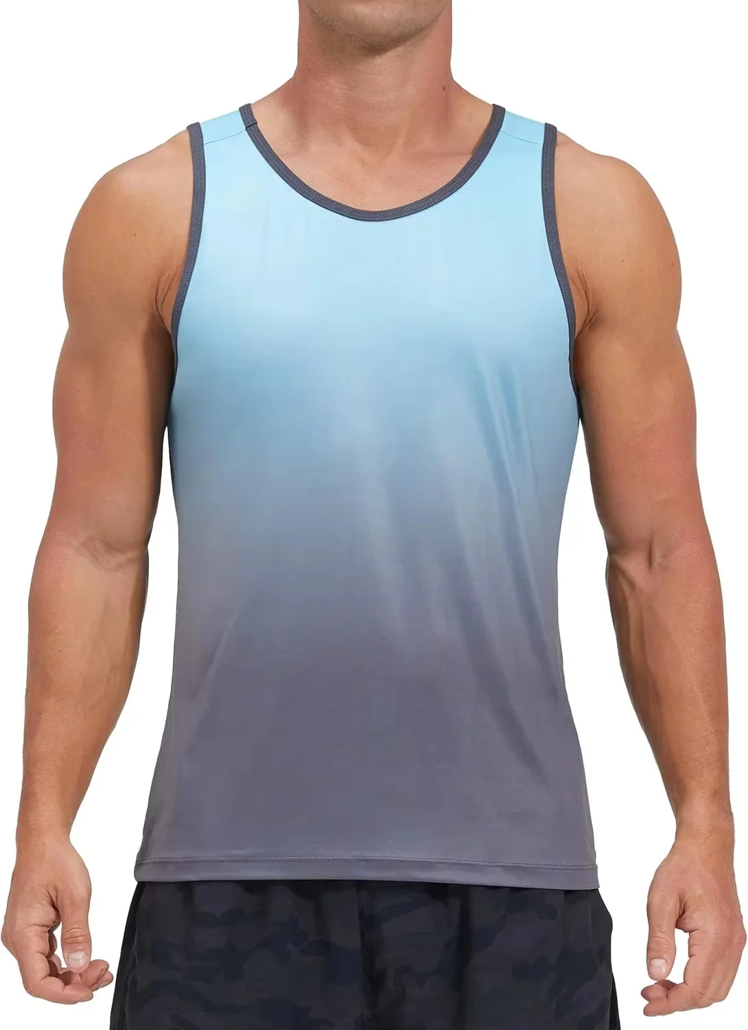 

Fashion 3D Gradient Printed Men's Tank Top Summer Run Fitness Sports Tees Casual O-neck Loose Sleeveless Shirt Gym T-shirt Man
