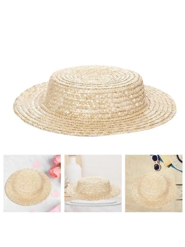 A52E French Sun Bonnet Hat Base Woven Straw Hat Elegant Women Travel Hat Headdress