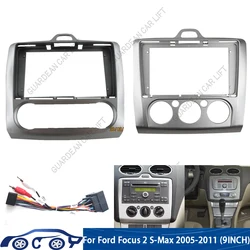 Marco de DVD para coche, Kit de embellecedor de tablero de Audio de 9 pulgadas, Panel de Radio, pantalla grande, reproductor Multimedia 2Din para Ford Focus 2 s-max 2005-2011