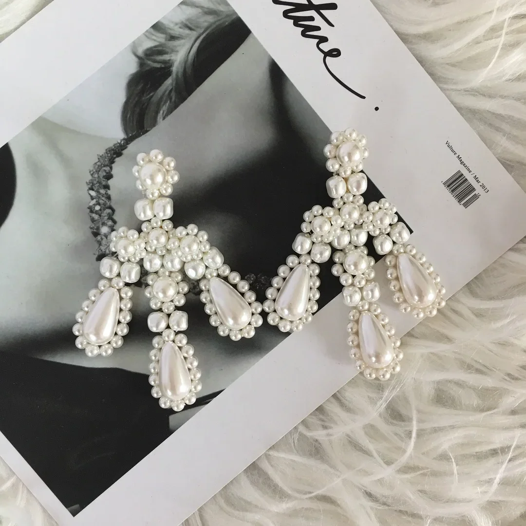 

High-end pearl braided earrings