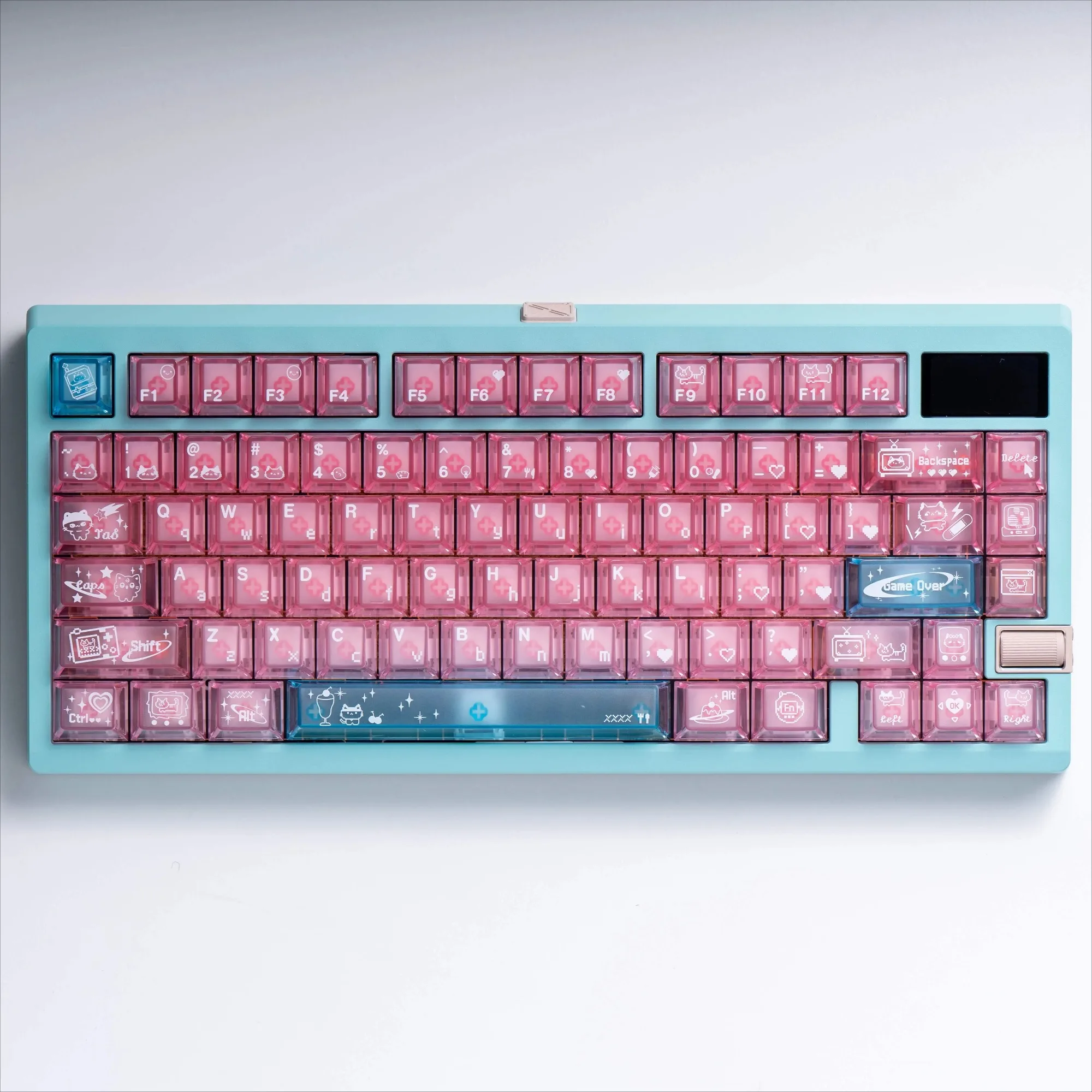 Copritasto trasparente satinato rosa da 109 tasti per tastiere meccaniche da gioco MX Switch 87% layout Materiale PC Copritasti con profilo Cherry