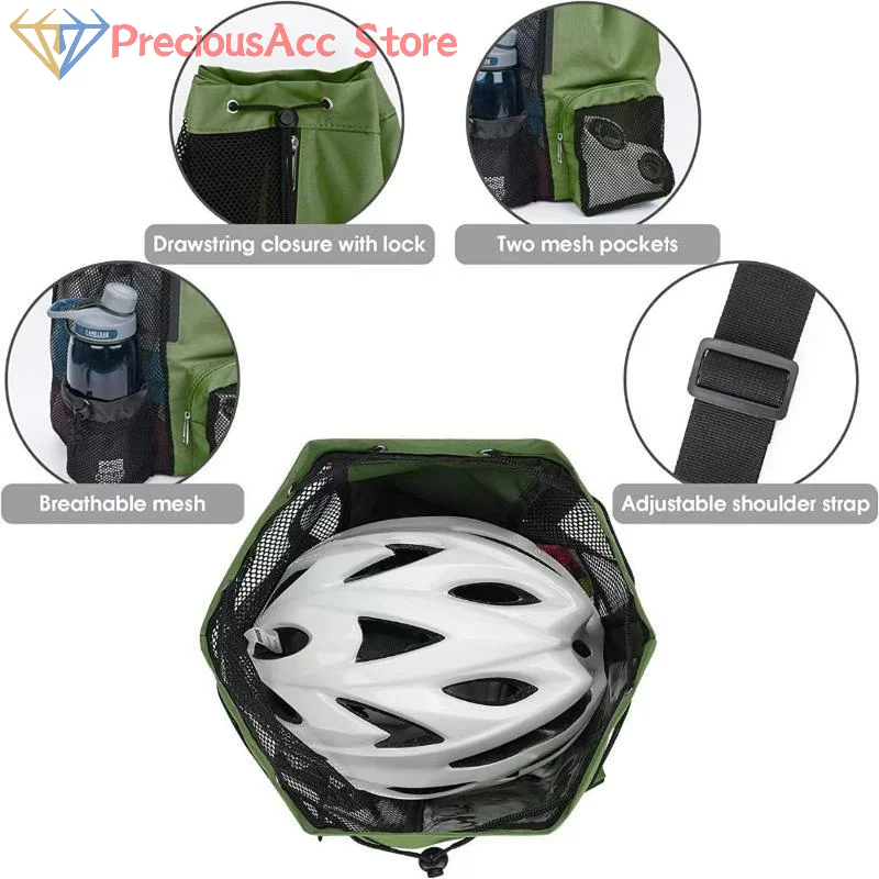 Black Mesh Drawstring Backpack Side Pocket Breathable Sports Bag for Gym Swimming Beach Hiking Outdoor Travel Fitness Trips