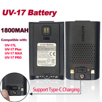 BAOFENG UV-17 Pro Walkie Talkie Battery 1800mAh Suport Type-C Charging For UV17 Series Long Two Way Radios Extra Li-ion Battery